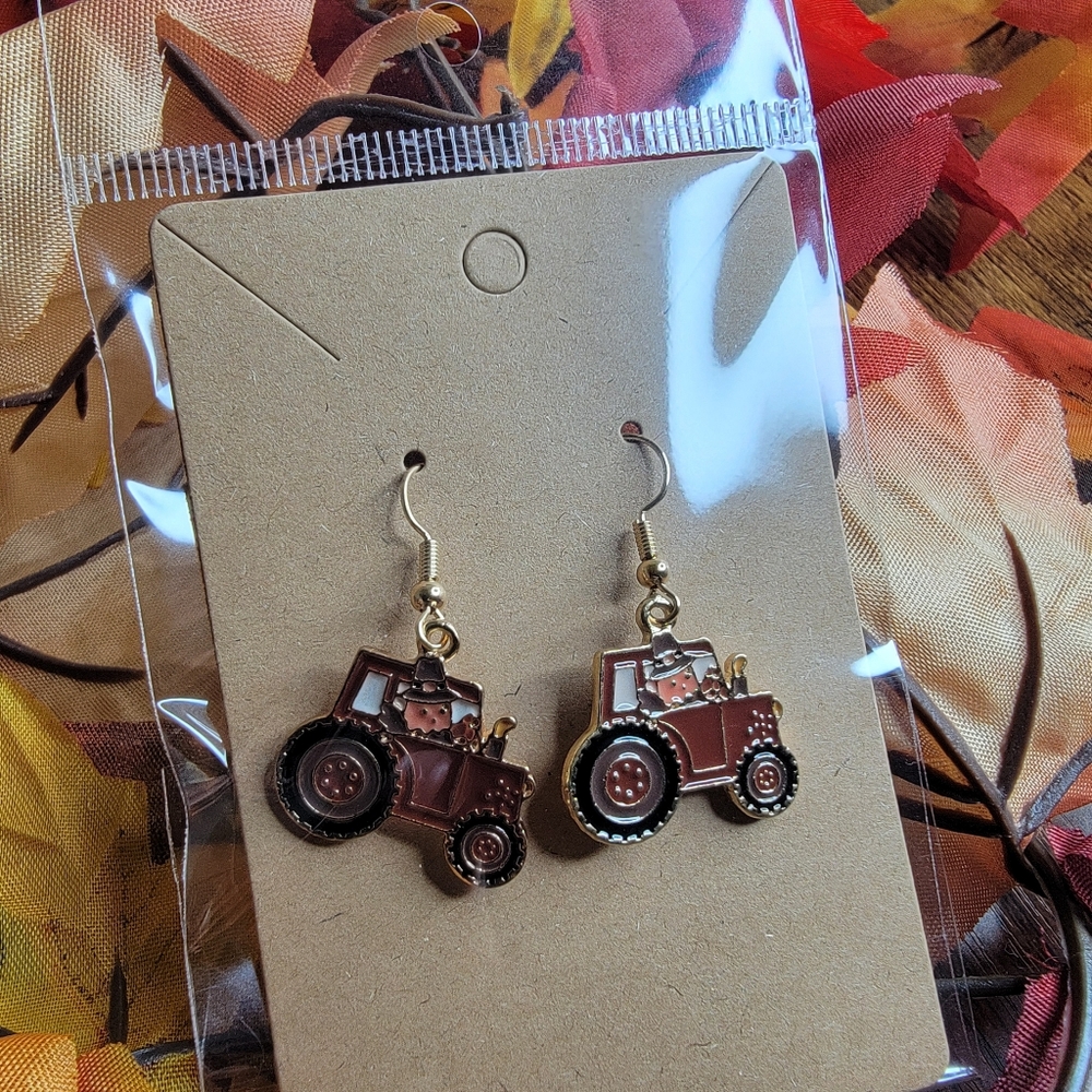 Brown Tractor Earrings